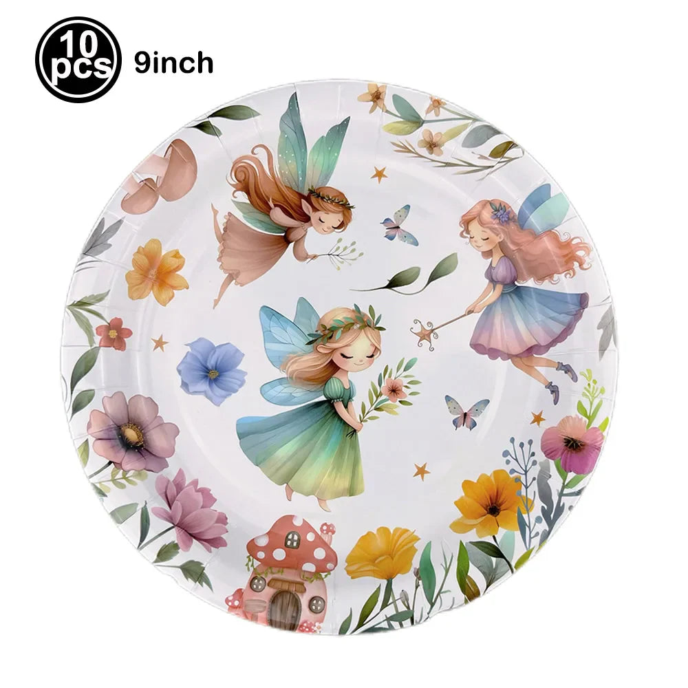 Pink Butterfly Fairy Party Tableware Set – Disposable Plates, Cups & Napkins for Birthday, Wedding & Baby Shower Decor