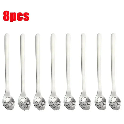 Cute Cat Claw Stainless Steel Spoon Set (1/8PCS) – 304 Dessert, Ice Cream, Coffee & Tea Spoon Kitchen Tableware