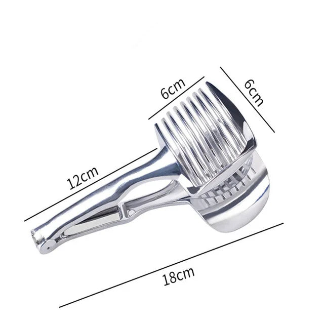 Stainless Steel Handheld Fruit & Vegetable Slicer - Kitchen Cutter for Orange, Lemon, Tomato, Onion - Handy Kitchen Accessory