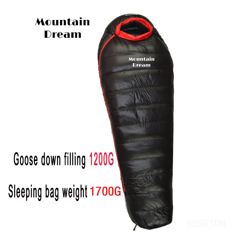 Winter Down Sleeping Bag for Adults – Mummy Style White Goose Down, Warm & Three-Season Camping Bag