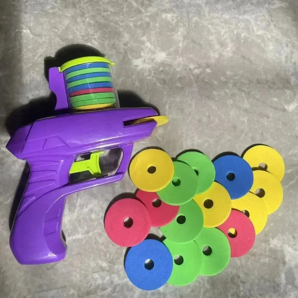 Kids Foam Disc Gun Toy – Outdoor Flying Disc Shooting Launcher for Parent-Child Interactive Play