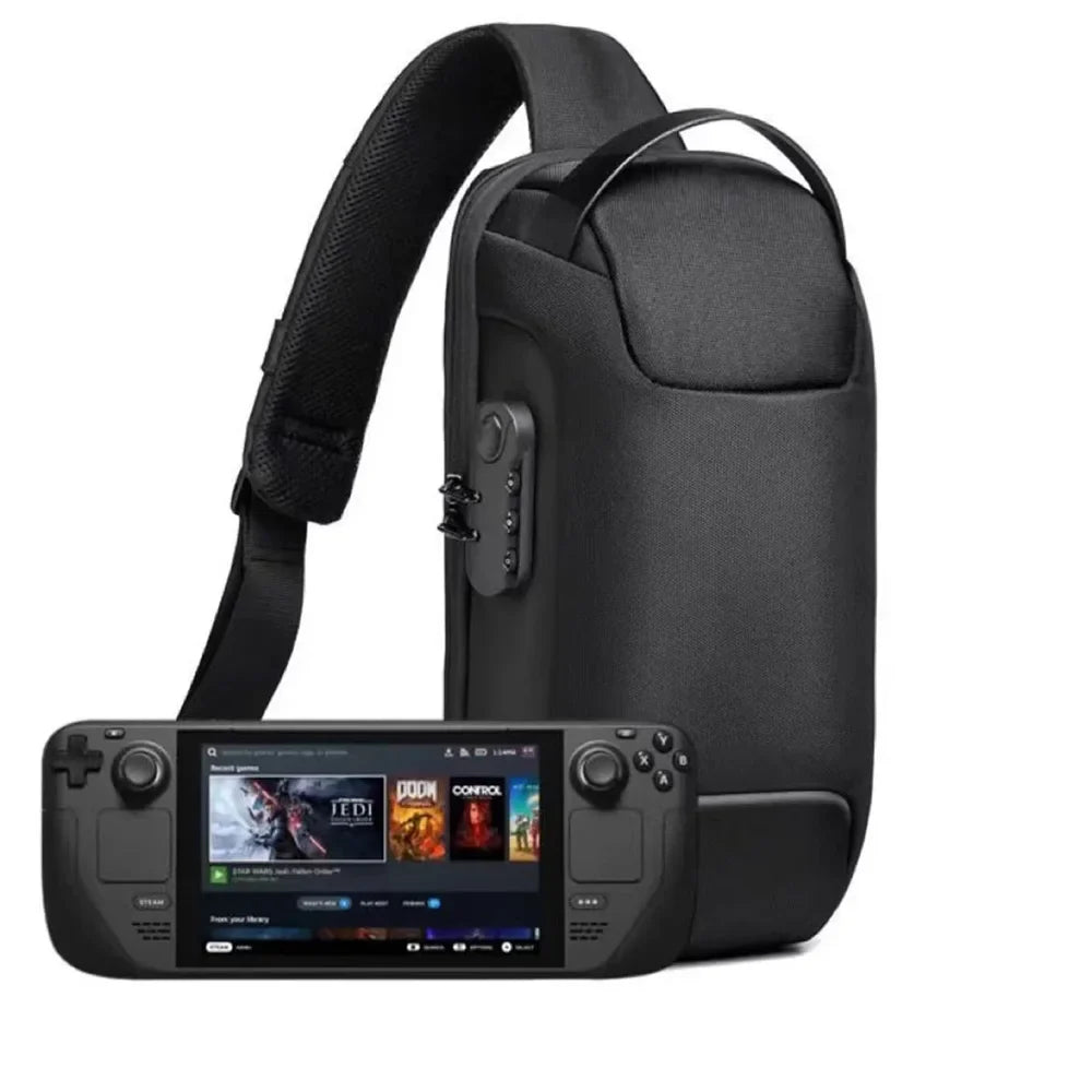 Portable Shoulder Bag with Dual Zipper Lock – Shockproof, Waterproof Carrying Case for Steam Deck Game Accessories