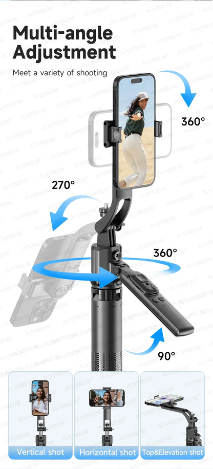 C17 AI Smart Gimbal Tripod – Foldable 360° Selfie Stick with Auto Face Tracking Quadruped Mobile Phone Holder