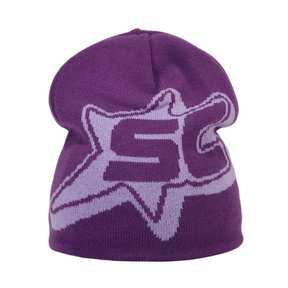 Y2K Letter Knitted Beanie Cap – Unisex Winter Autumn Warm Ski Skullcap, Hip Hop Streetwear Ear Cover Hat for Men & Women