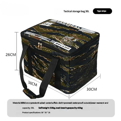 30-42L Waterproof Tactical Camping Storage Bag – Insulated Folding Organizer for Outdoor Gear, Picnic, and Field Equipment