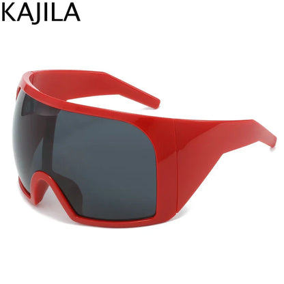 2025 Oversized Punk Shield Sunglasses – Luxury Steampunk Big Frame UV400 Sport Goggles for Women & Men