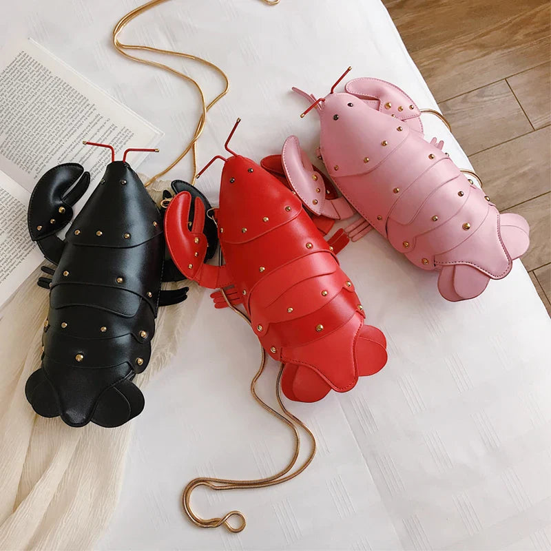 Cute Lobster Style Crossbody Mini Bag — PU Leather Chain Purse for Girls & Women Shoulder Clutch 2021