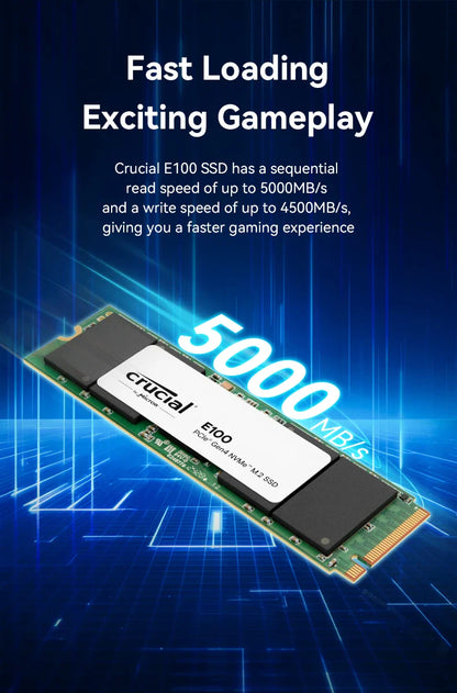 Crucial NVMe M.2 SSD – 480GB/1TB/2TB PCIe 4.0x4 5000MB/s for PS5, Laptop, PC