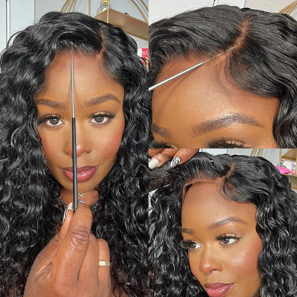 250% Density Deep Curly 13x6 HD Lace Frontal Wig – Glueless Deep Wave Human Hair Lace Front Wig, Ready to Wear