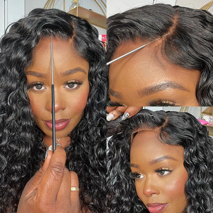 250% Density Deep Curly 13x6 HD Lace Frontal Wig – Glueless Deep Wave Human Hair Lace Front Wig, Ready to Wear