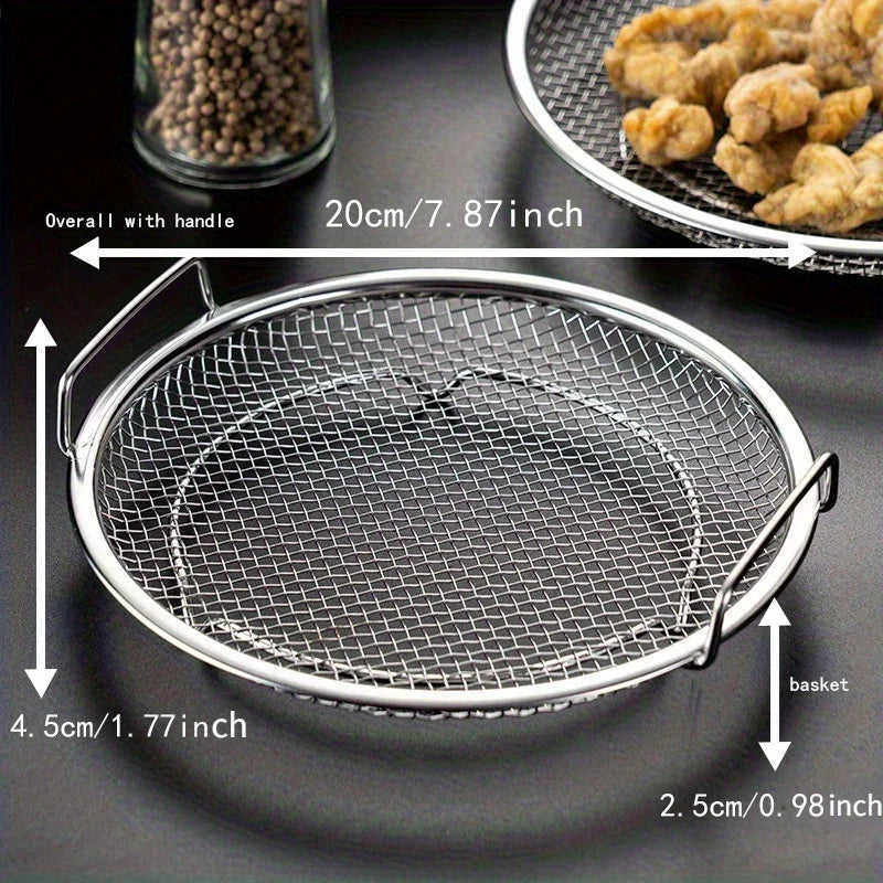Stainless Steel Mesh Filter Tray – Reusable Round Basket for Frying, Grilling & Kitchen Straining