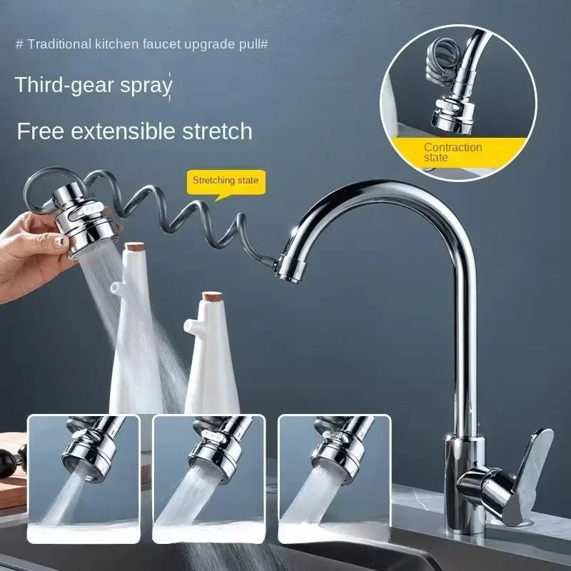 3-Mode Rotating Sink Faucet – 360° Water-Saving Filter Extension for Kitchen