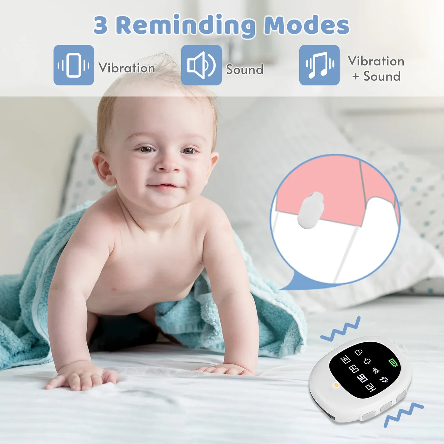 40M Wireless Bedwetting Alarm with Wristband - Enuresis Sensor for Kids & Adults, Potty Training & Elder Care