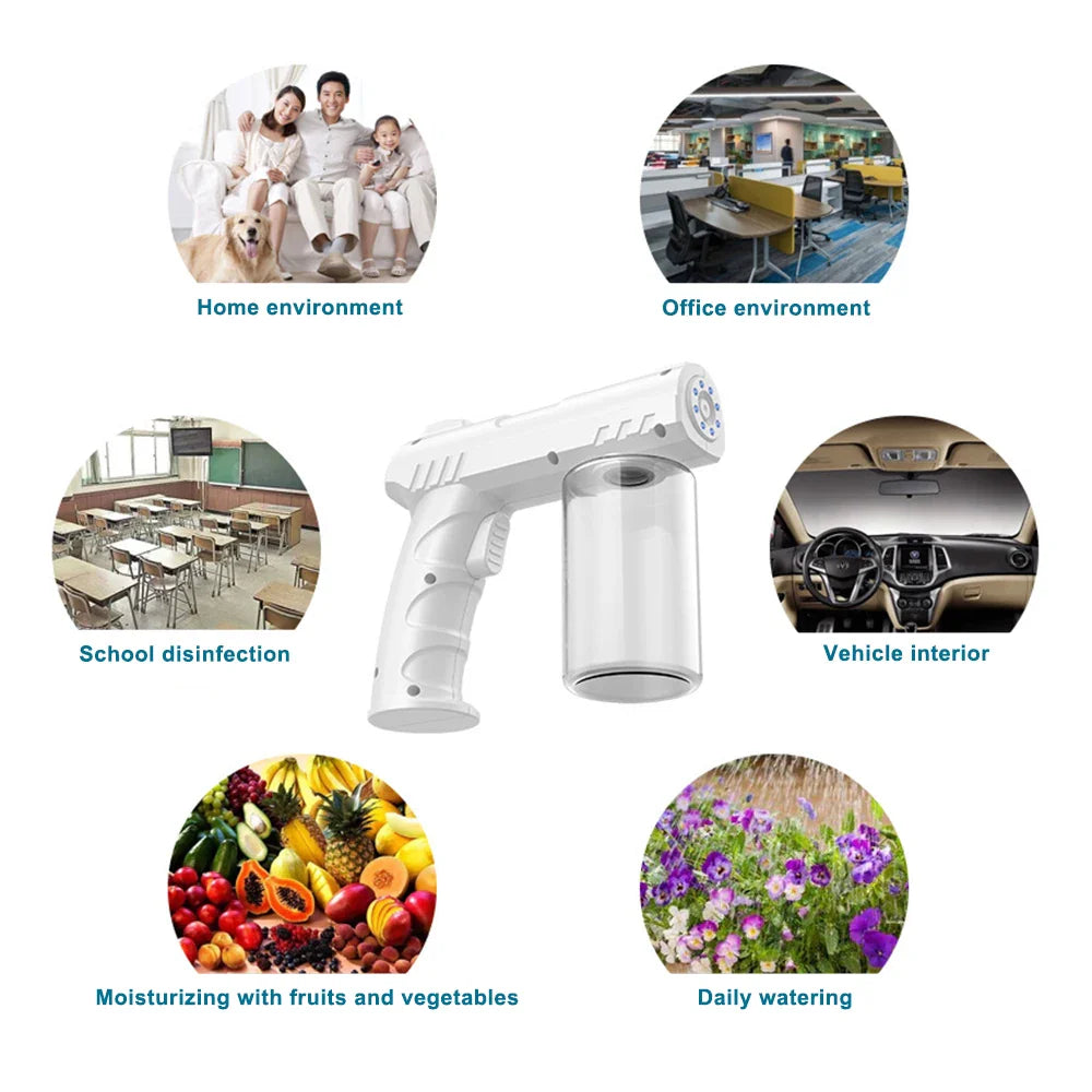 280ML Barber Nano Blue Light Sprayer — Wireless USB Electric Aftershave Steam Spray & Disinfection Gun Atomizer