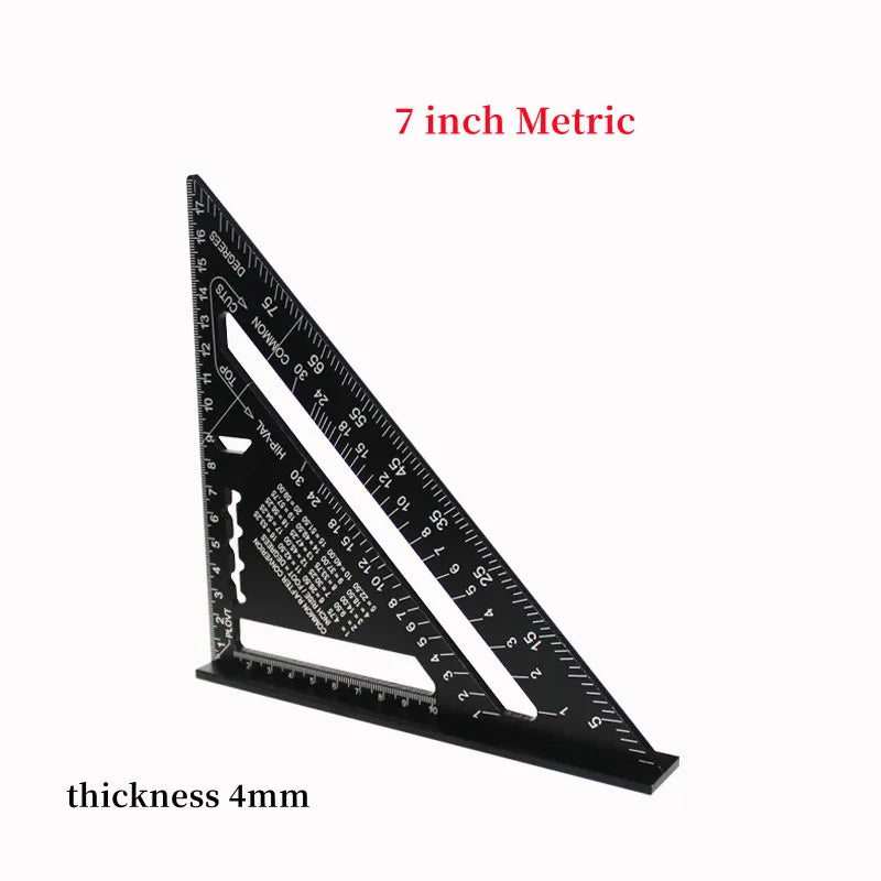 Metric Triangle Ruler for Woodworking | 7" & 12" Alloy Metal Carpenter Measuring Layout Tool