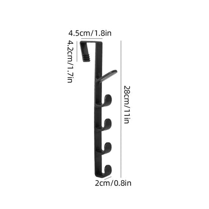Houseeker 6-Hook Hat Holder — L-Shaped Wall Mount Rack for Baseball Caps & Belts