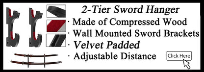 Large Wooden Sword Display Stand - 1/2 Layer Rack for Katana, Wakizashi, Tanto & Wand