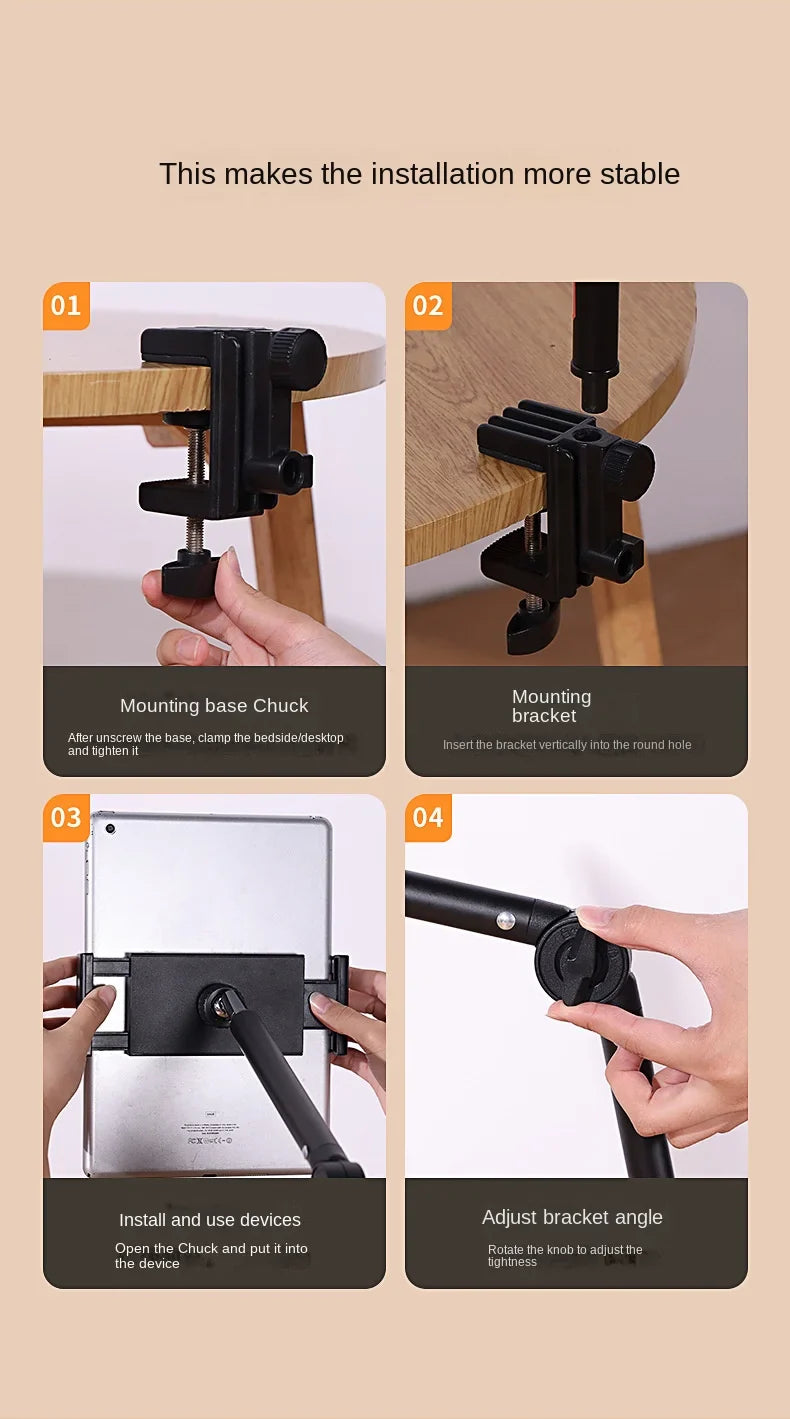 Desktop Mobile Phone Holder – Bed Clip, Bedside Lazy Folding Cantilever Bracket for Apple, Samsung, iPad, and Tablet