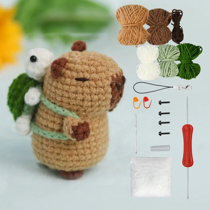 Capybara Crochet Kit – Cute Animal Crochet Set for Beginners, Perfect Christmas Gift for Craft Lovers