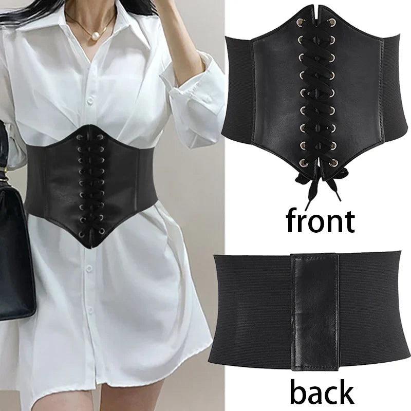 Women’s Leather Corset Waist Belt Shapewear – High Waist Slimming Cummerbund Strap Bustier Body Shaping Fashion Accessories