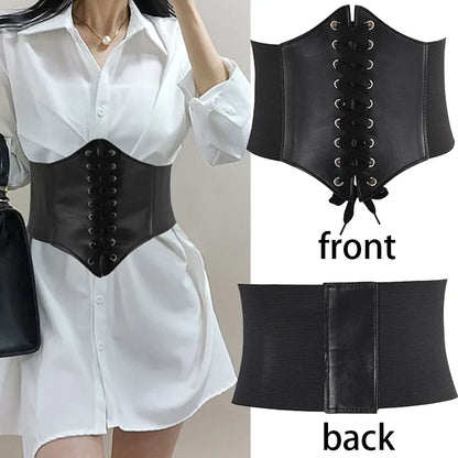 Women’s Leather Corset Waist Belt Shapewear – High Waist Slimming Cummerbund Strap Bustier Body Shaping Fashion Accessories