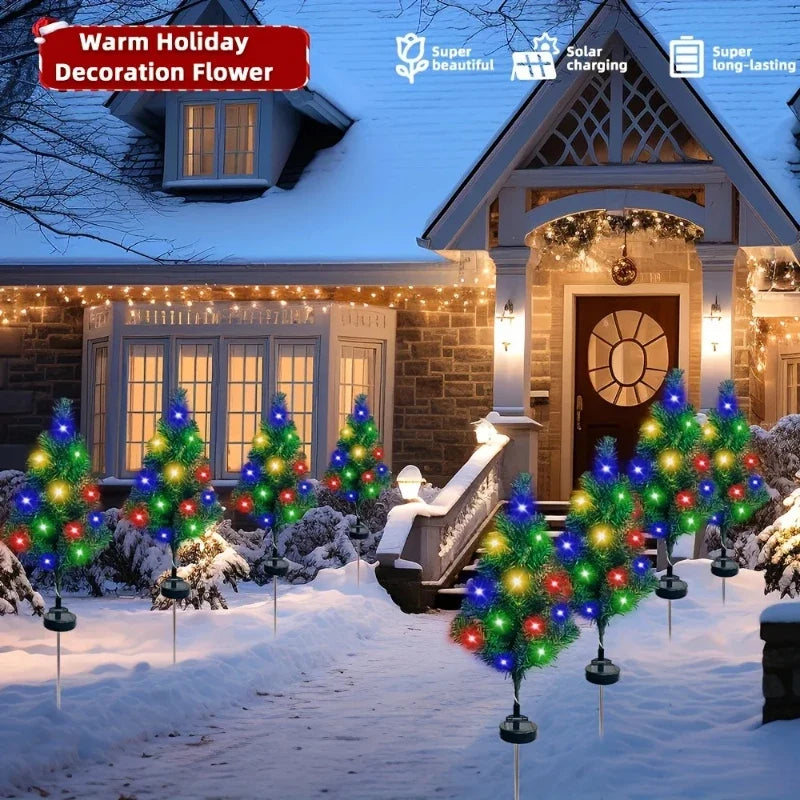 Outdoor Solar Christmas Tree Lights - Waterproof LED Garden Lamps for Lawn, Patio & Landscape Decor