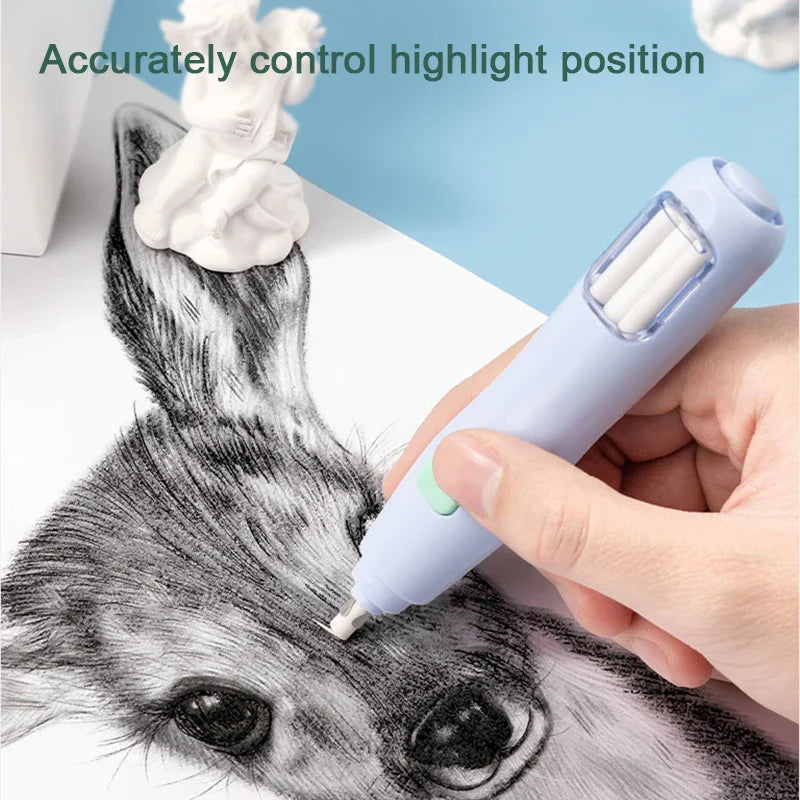 Electric Rubber Eraser Pen by Deli — Adjustable Auto Eraser for Writing, Sketching, and Drawing