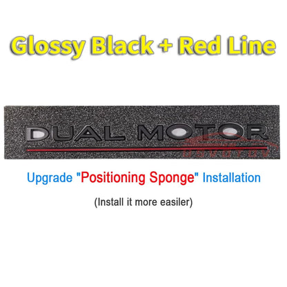 DUAL MOTOR Emblem for Tesla Model 3/Y/X/S — Chrome & Black/Red Trunk Badge Sticker, Car Styling