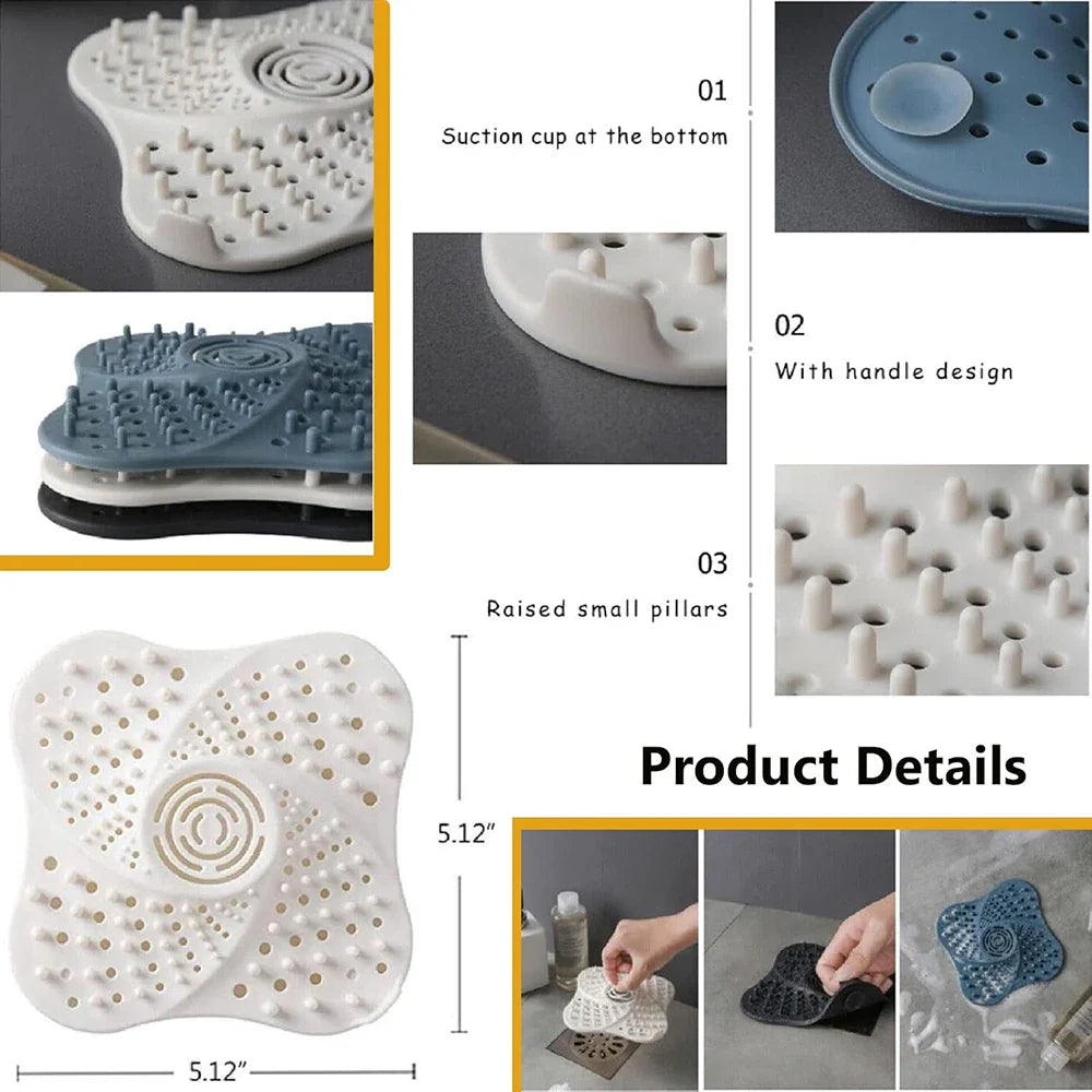 Anti-Blocking Hair Catcher and Stopper Plug - Shower Floor Drain Cover, Sink Strainer Filter for Bathroom and Kitchen Accessories