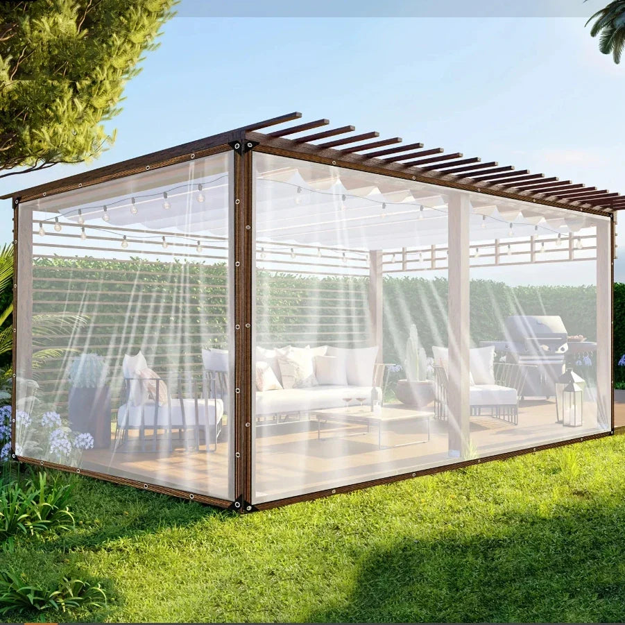 Clear Waterproof Polyester Tarp – Reinforced Grommet Cover for Garden, Patio & Outdoor Protection