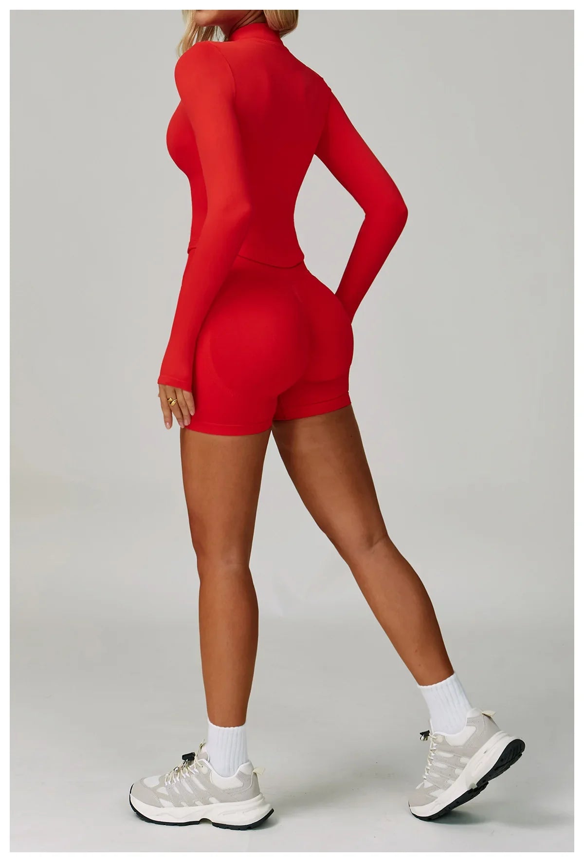 2/3PCS Women’s Seamless Yoga & Gym Set – Push-Up Sports Bra, Long Sleeve Jacket & Workout Leggings