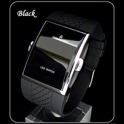 Men's Sport Digital Watch – Black & White Rectangle LED Fitness Watch with Silicone Strap, Electronic Clock, New Relogio Masculino