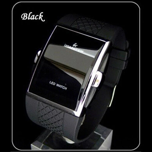 Men's Sport Digital Watch – Black & White Rectangle LED Fitness Watch with Silicone Strap, Electronic Clock, New Relogio Masculino