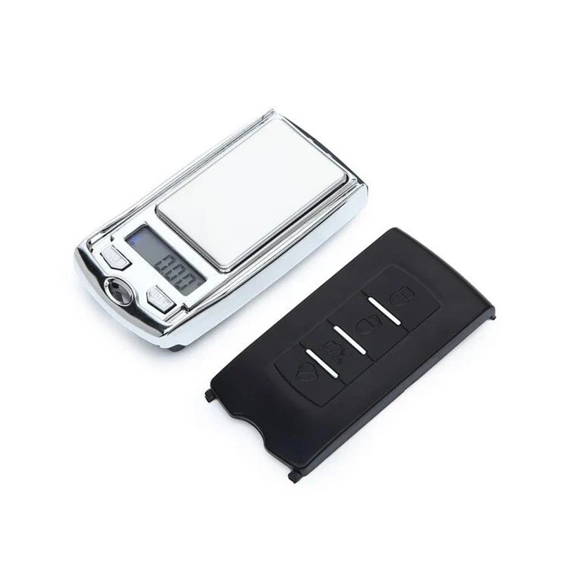 1Pcs Precision Portable Car Key Shape Mini Digital Pocket Gram Scale - 200g/100g Capacity, 0.01g Accuracy, LCD Display, Batteries Included