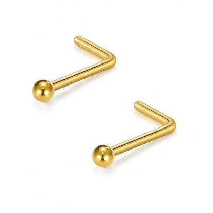 20G Stainless Steel L-Shaped Nose Stud Ring – 2mm Ball Twister Screw Nose Piercing Jewelry for Women & Men Stylish Body Accessory