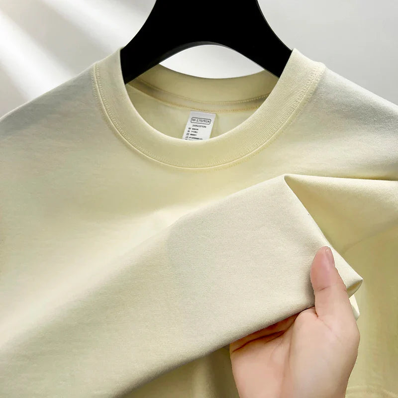 100% Pure Cotton Men’s Summer T-Shirt – High-End Short Sleeve Round Neck Breathable Fashion Top