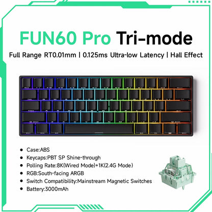 Akko MonsGeek FUN60 60% Mechanical Gaming Keyboard – Magnetic Switch, 8K Rapid Trigger, ARGB HE/TMR Custom Keyboard
