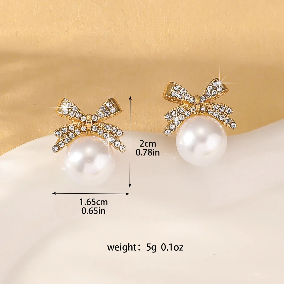 Women’s Silver Bow Earrings with Diamond Pearl – Fashionable High-End Studs