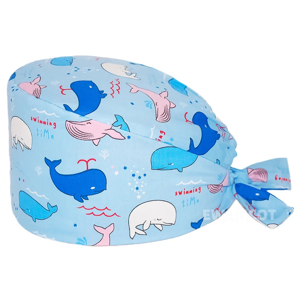 Unisex Soft Scrub Cap – Cartoon Print Surgical Hat for Men and Women, Operating Room Nursing Accessories