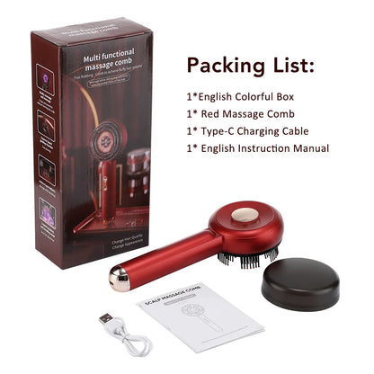 Electric Scalp Massage Comb – Red Light Therapy Hair Growth Brush with Vibration, Anti-Hair Loss & Oil Applicator