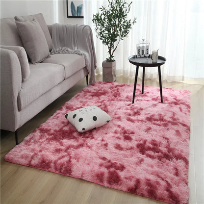 VIKAMA Tie-Dyed Fluffy Rug – Soft Plush Carpet for Living Room, Bedroom, Kids’ Playroom & Bedside