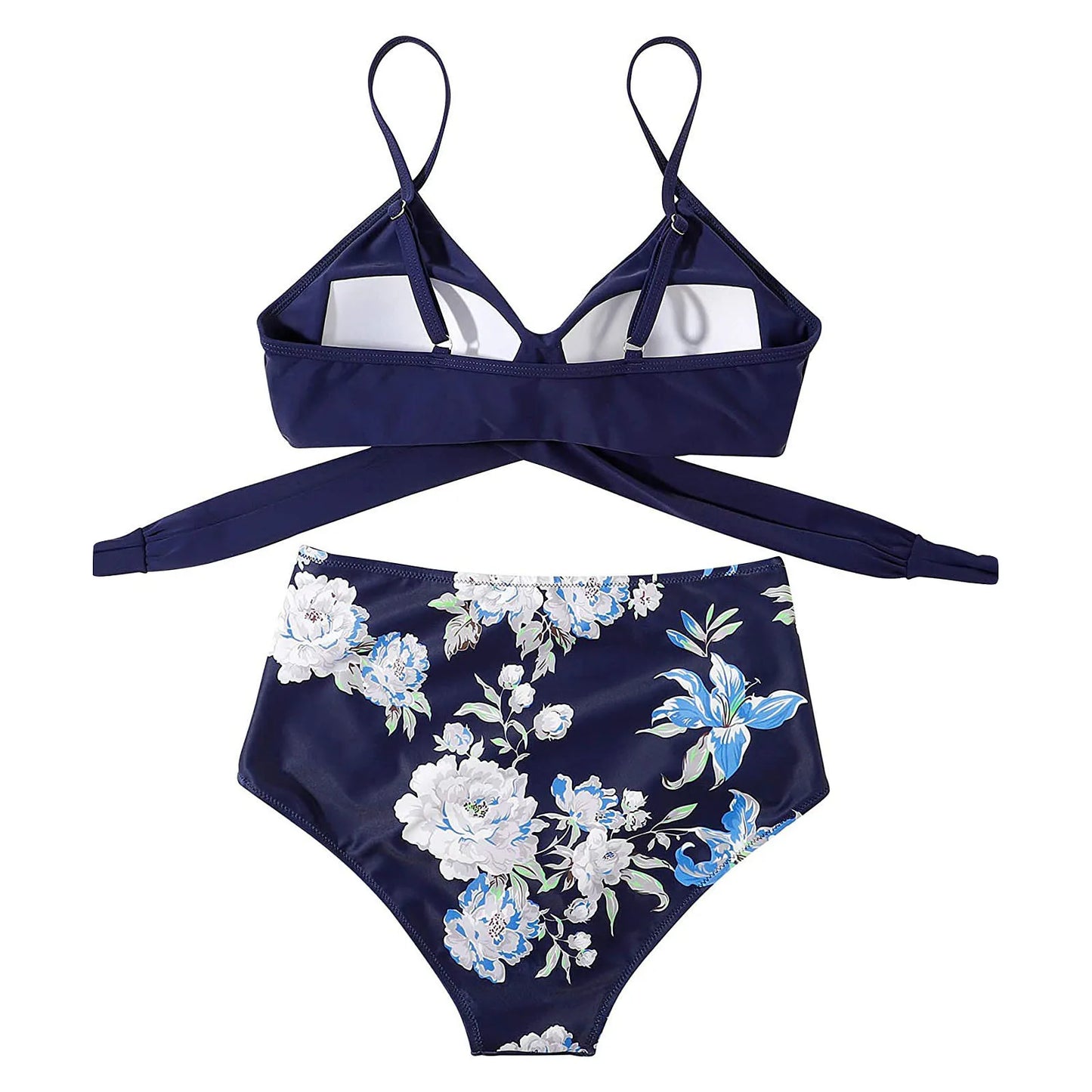 Floral Print Cross High Waist Bikini – Women’s Two-Piece Beach Swimsuit for Teenagers 2024 Trend