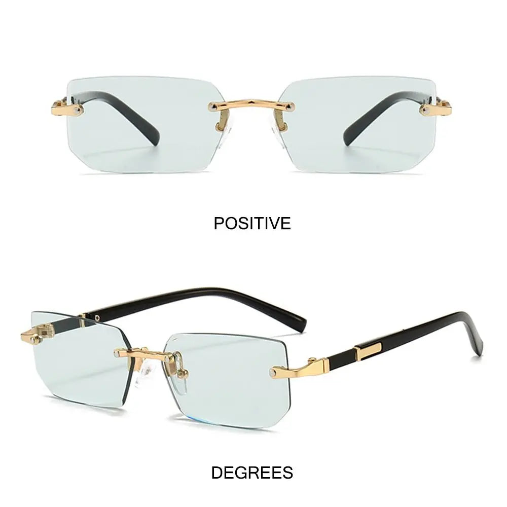 Rimless Rectangle Sunglasses – Fashion Small Square Shades for Men & Women, Summer Travel Eyewear