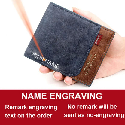 Personalized Men’s Short Wallet – High-Quality Classic Card Holder with Zipper Coin Pocket & Money Clip