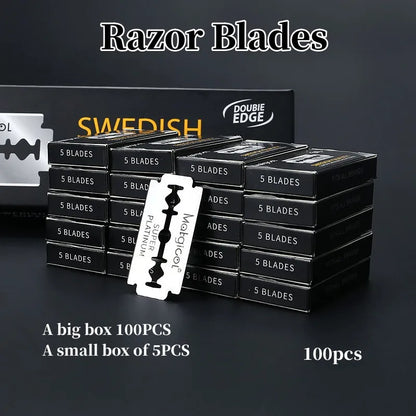 100PCS Double Edge Razor Blades – Stainless Steel Shaving Blades for Men, Manual Razor Blade Shaving Tool