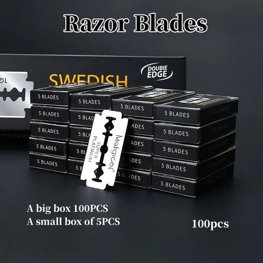100PCS Double Edge Razor Blades – Stainless Steel Shaving Blades for Men, Manual Razor Blade Shaving Tool