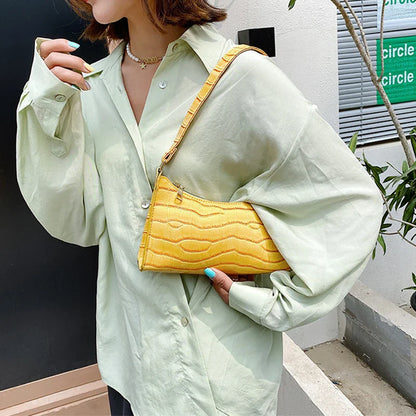 Retro Alligator Pattern PU Leather Handbag for Women – Small Shoulder & Clutch Tote Purse