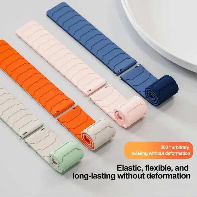 22mm Magnetic Silicone Watch Strap – Replacement Sport Wristband for OnePlus Watch 3/2R/2 & OPPO Watch X/X2/4 Pro 46mm Band