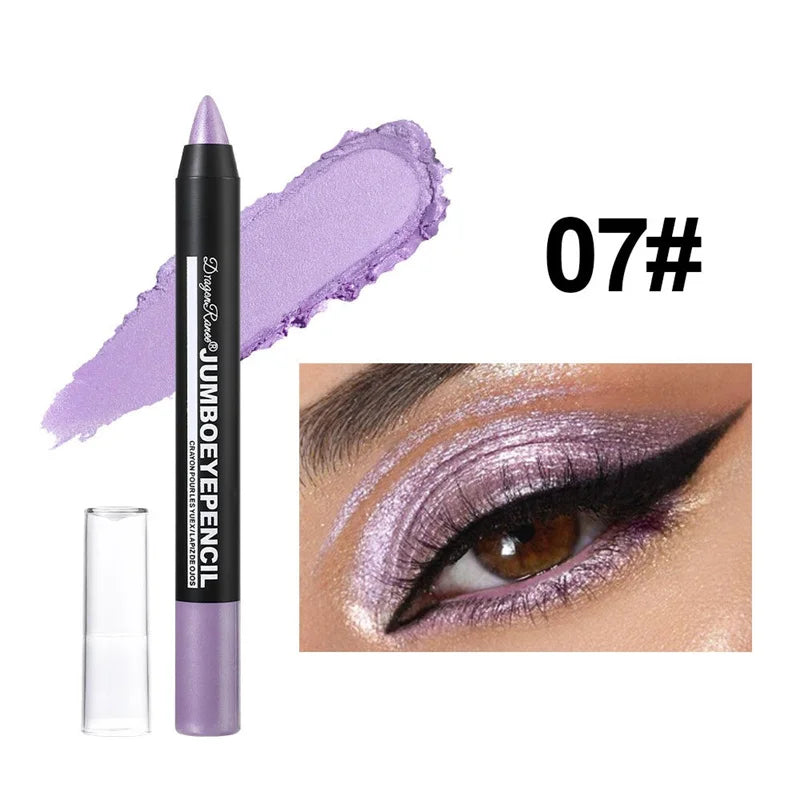 12-Color Waterproof Eyeshadow Pencil – Long-Lasting Pigment Blue Purple Black Eye Shadow Stick