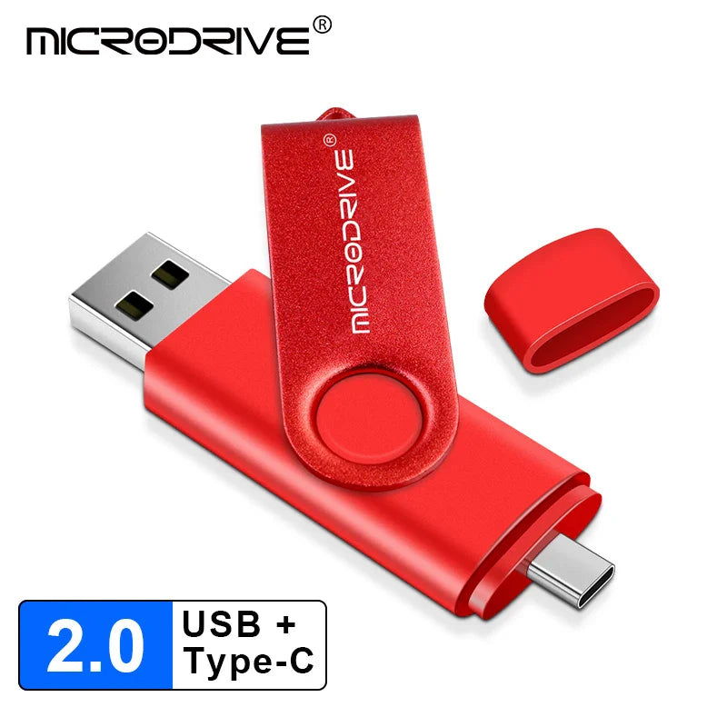 2-in-1 Metal OTG USB Flash Drive – Type-C & USB Memory Stick (4GB to 128GB) for Phones & PCs